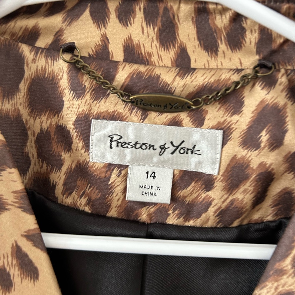 Preston & York Leopard Print Belted Trench Coat Size 14 - Picture 4 of 5